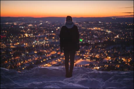 woman on a snowy hill