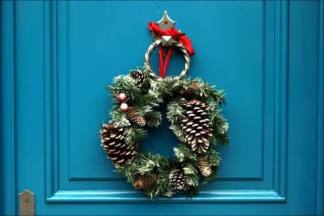 Christmas wreath on the door